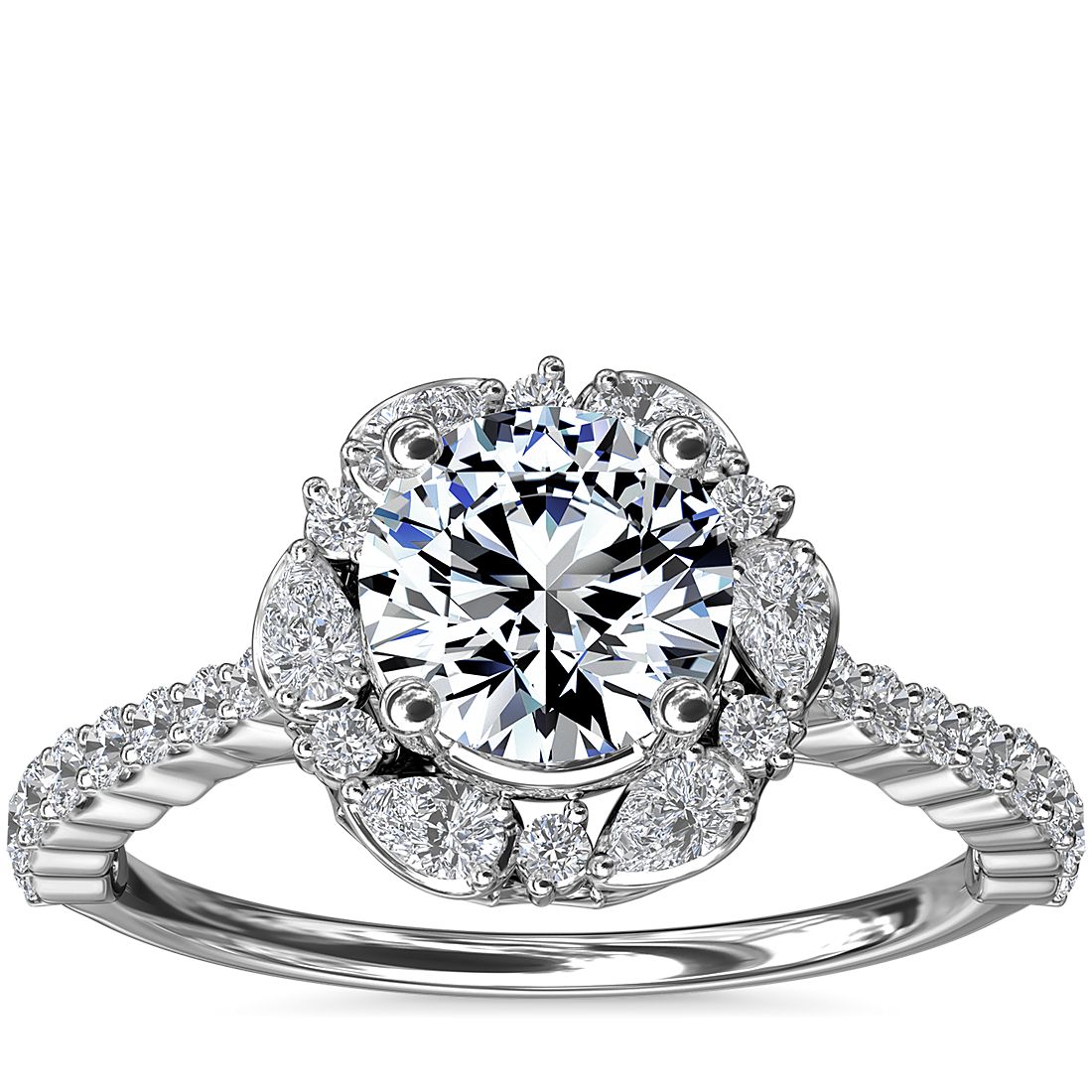 The Ritz Round Halo Diamond Engagement Ring in 14k White Gold (3/8